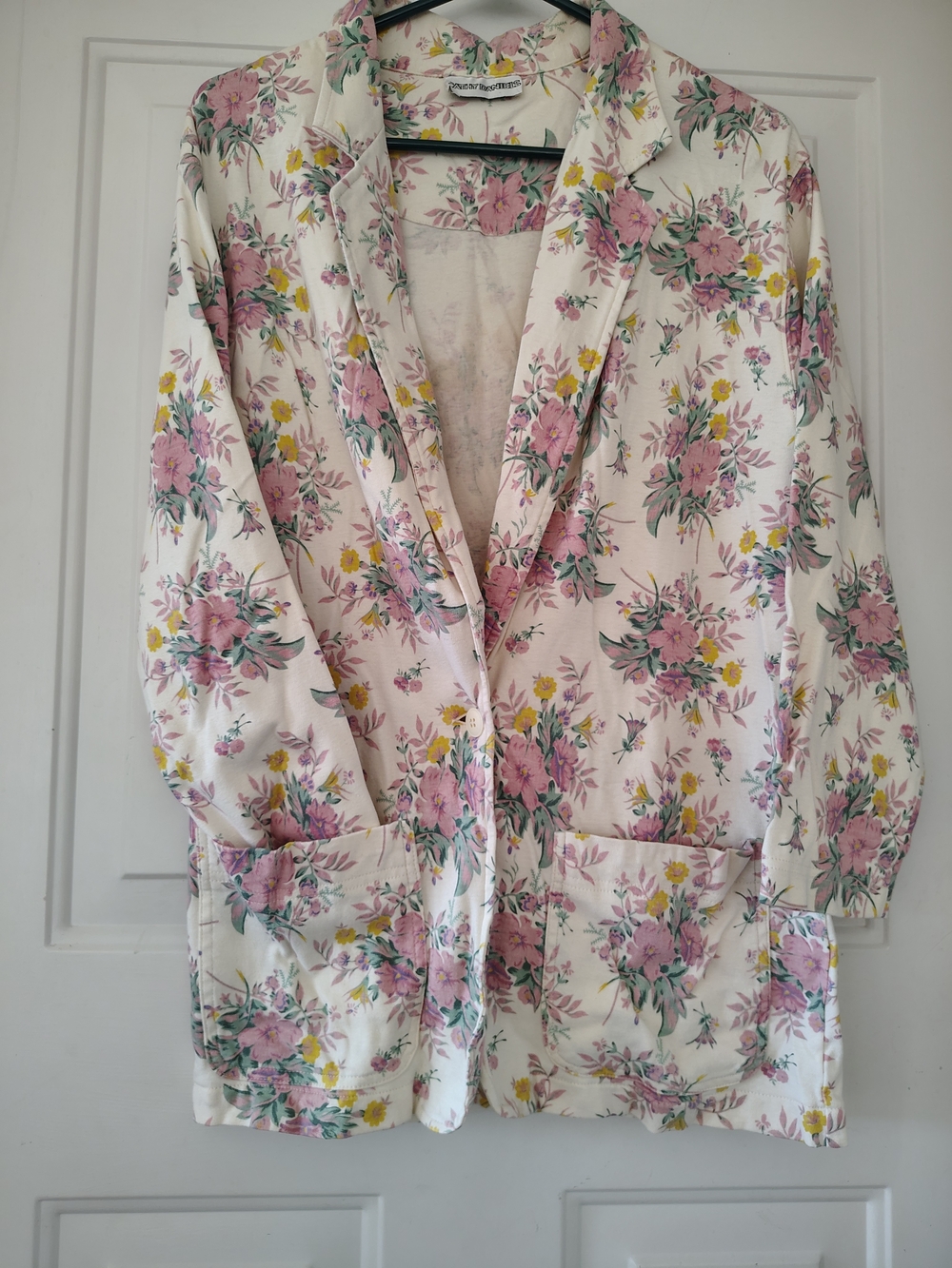 Vintage Cathy Daniels Floral Knit Cardigan Blazer Jacket M Cottagecore